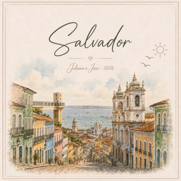 Arte do azulejo de viagem Salvador, ilustração da cidade