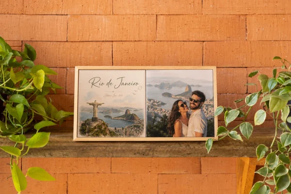 Duo de Azulejos de Viagem Personalizado 15x30 – Foto + Cidade